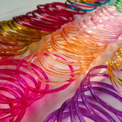 Viral Multicolor Jelly Glass Bangles With 4 Metal Kashmiri Kare